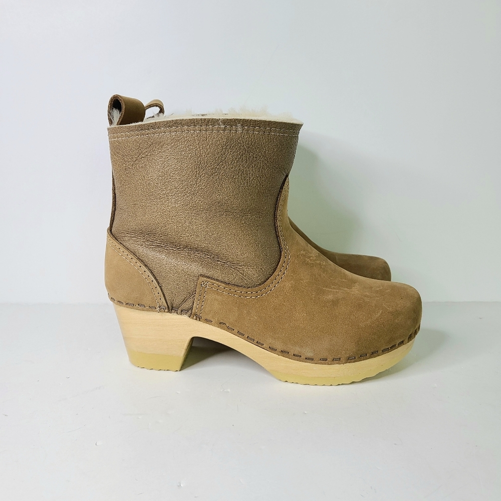 NWOT No. 6 Pull-On Shearling Tan Brown Clog Boots